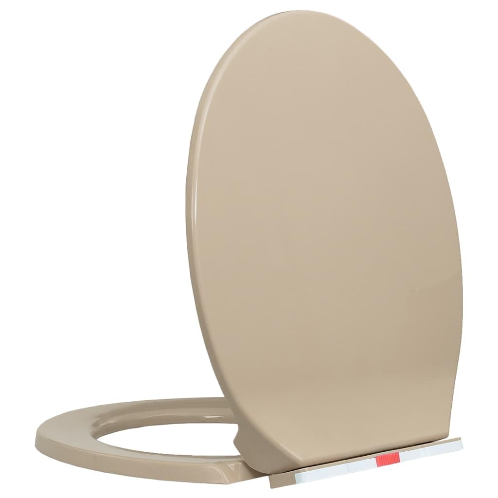 Sedile WC beige ovale con chiusura rallentata e sgancio rapido in polipropilene per WC