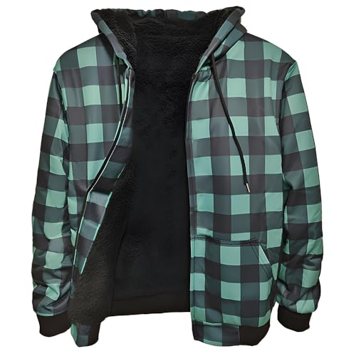 Image of MINANUO Zip Up Hoodie Men Warm Heavyweight Sherpa Lined Fleece Hoody Jacket Winter Coats