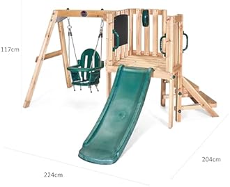 Plum Kids Outdoor Junior Activity Centre Swing and Slide Garden Play Set for Climbing - with Phone, Chalkboard, 4ft Slide, Baby Swing Seat - Children 12 Months Plus