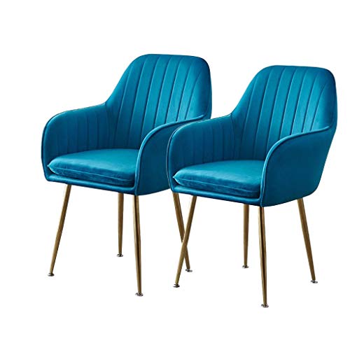 SJIALEN Kitchen Dining Chairs,Counter Lounge for Dining and Living Room Chairs Plating Leg Velvet Reception Chair Kitchen Chair (Color : Blue)