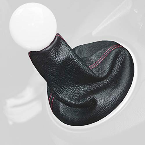 RedlineGoods Shift Boot Compatible with Mazda 2 2008-14. Tailor Made - not Universal. Genuine top-Grade Italian Black Leather with Blue Thread