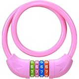 Sportneer 自転車 鍵 バイクケーブルロック 4桁ダイヤル ワイヤーロック 長65cm 横断面直径10mm 防水 錆びにくい カギ不要 防盗 子供用 携帯便利 ピンク