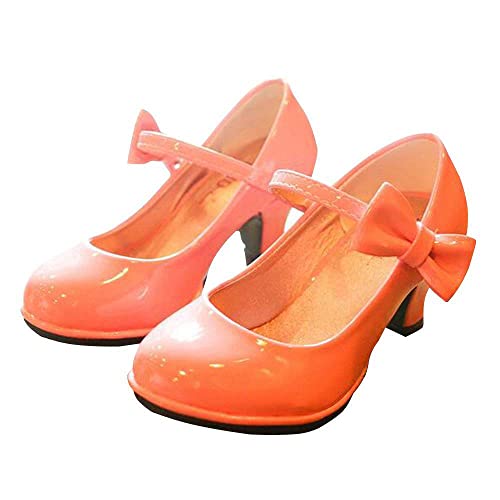 TangDao Little Big Girls Mary Jane Leather Low High Heel Pumps Shoes Bowknot Girls Formal Dress Shoes for Wedding