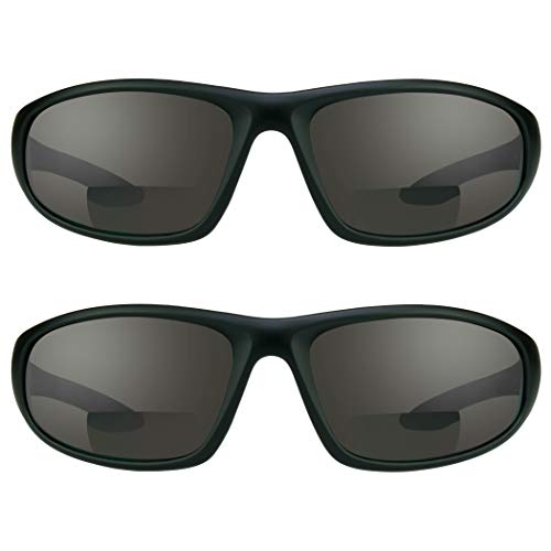 proSPORT Z87.1 Bifocal Safety Sunglasses ANSI +for Men Women Readers Sport Wrap Dark Gray Smoke Black +1.50 +2.00 +2.50