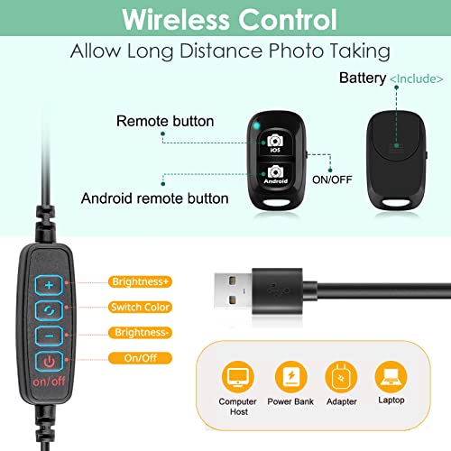 Eicaus 10'' Selfie Ring Light With 62'' Tripod Stand, Phone Ringlight With Remote And Phone Holder, Lighting For Video Recording Compatible With Iphone/Android #TOP3