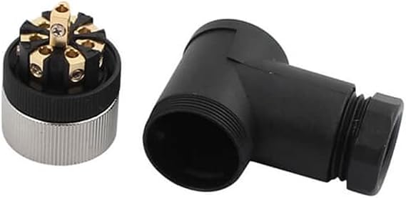 Elecbee 2PCS M12 A-Code 8 Pin Connector Right Angle Female Assembly Plug for 24AWG 0.25mm2 Cable