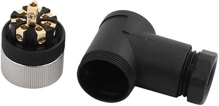 Elecbee 2PCS M12 A-Code 8 Pin Connector Right Angle Female Assembly Plug for 24AWG 0.25mm2 Cable