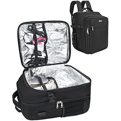 MONSTINA Barber Travel Backpack,16.5" Large Makeup Train Case for Hairdresser,Professiona Hairstylist Organizer Hairdressing Tool Box,Insulated Compartment,USB External Charging Cover