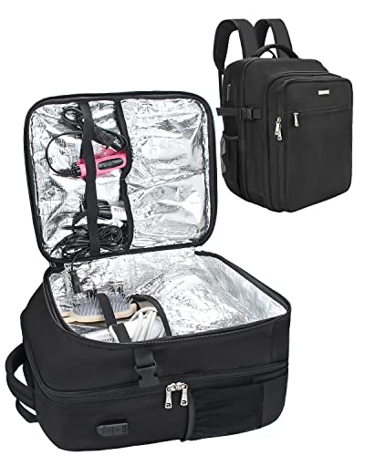 Mejores precios y opiniones de Set 5 maletas los más solicitados. 32 MONSTINA Large Capacity Makeup Case 3 Layers Cosmetic Organizer Brush Bag Makeup Train Case Makeup Artist Box for Hair Curler Hair Straightener Brush Set and Cosmetics, Negro,...