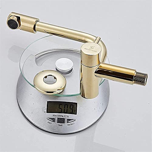 Grifo de cocina monomando de pared dorado para evitar salpicaduras con rotación 360 7