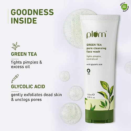 Plum Green Tea Pore Cleansing Face Wash For Oily Skin | With Glycolic Acid | Fights Acne, Controls Excess Oil | Removes Dead Skin Cells | Gentle &... - Image 3