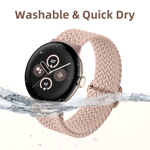 Maledan Band Compatible with Google Pixel Watch 4 Band/Pixel Watch 3 Bands 41mm / Google Watch2/ 1 for Women Men, 3 Pack Soft Elastic Woven Nylon Sport Replacement Strap for PixelWatch Accessories by Maledan - Used condition - Image 4