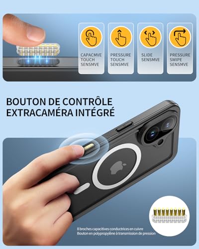 Coque iPhone 16 antichoc imperméable étanche IP68 intégrale 360 noir - 2