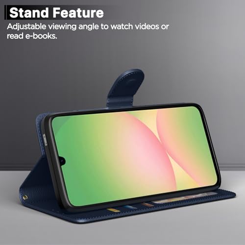 Image of Pikkme Flip Cover for Samsung Galaxy M17 5G / A17 5G / F17 5G Leather Finish | Inside TPU with Card Pockets | Wallet Stand and Shock Proof | Complete Protection Flip Case(Blue)