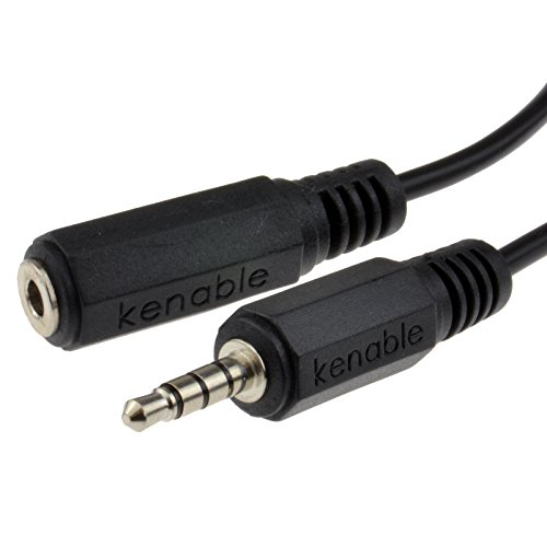 kenable 005821 Cable de Audio 3 m 3,5mm Negro - Cables de Audio (3,5mm, Macho, 3,5mm, Hembra, 3 m, Negro)