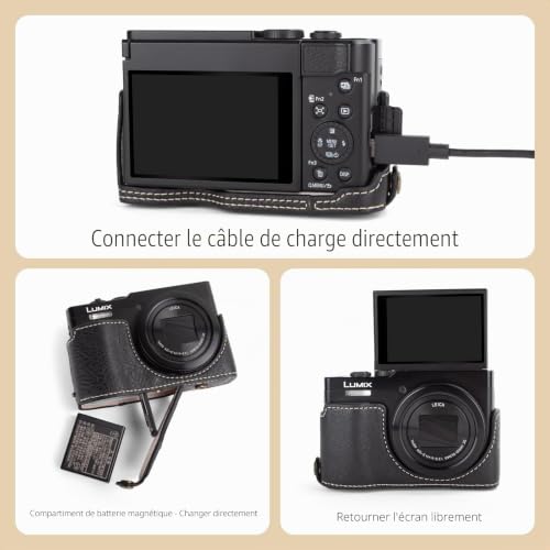 MUZIRI KINOKOO Lumix TZ99 Housse, étui de Protection en Cuir PU pour Appareil Photo numérique Panasonic Lumix DC-TZ99, Sacoche de Transport détachable avec bandoulière réglable - Noir – vue 3