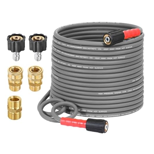YAMATIC Super Flexible Pressure Washer Hose 50FT X 1/4", Kink Resistant 3200 PSI Heavy Duty Power Washer Extension Replacement Hose With M22-14mm x 3/8" Quick Connect Kit For Gas & Electric, Grey