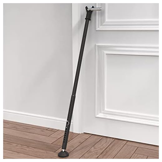 Door Security Bar, Door Stoppers Barricade Safety Stick for Sliding Glass Patio Door, Adjustable Door Brace Front Door for Apartment, House - Door knob Lock from Inside, Anti Kick in Door Blocker