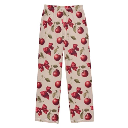 Pajama Bottoms, Cherries and Bows Pajamas Pant Sleep Long Pants Lounge Wear Sleepwear Soft Pjs