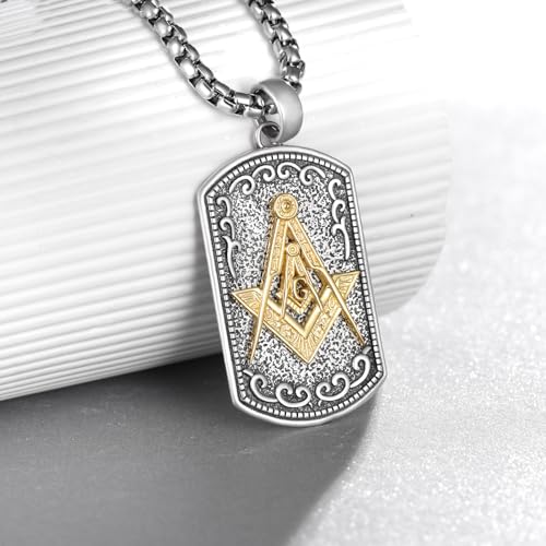 Masonic Necklace for Men 925 Sterling Silver Freemason Compass Symbol Shields Necklace Masonic Gifts for Men Women2