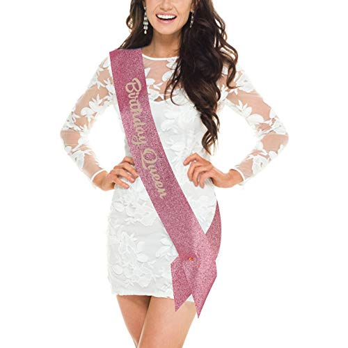 Birthday Queen Sash, Happy Birthday sash for Women, Birthday Gifts Glitter Birthday Sash Party Favors for Women