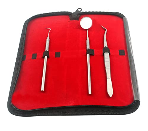 AA PRO Dental Hygiene Tool KIT - Includes Stainless Steel TARTER Scraper/Scaling Remover, Dental Toothpick, Mouth Mirror - Dentists Tools Set is Ideal for Personal USE & PET Friendly A+ Quality