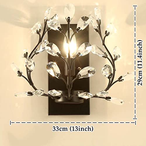 Dgsd Crystal Wall Sconce, Elegant Flower Branch Wall Sconce Lamps, Modern Minimalist Wall Decor Bedside Wall Lighting Pendant Wall Lamp Fixture For Bedroom, Bathroom, Living Room, Hallway,Black #TOP5