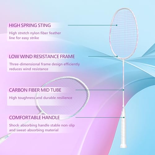Image of Professional Carbon Fiber Badminton Rackets Badminton Racquet for Backyards Gym