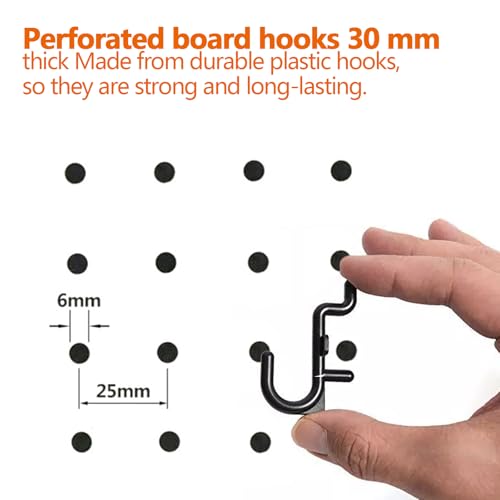 Nivithi 50 J-Form Pegboard Hooks Kit,0,6CM LÖCHER,Peg Board Organizer Accessories und Lochwand Haken,Peg Board Hooks sind ideal für als Peg Board Hooks for Lochwand Zubehör,2.5 cm Lochabstand