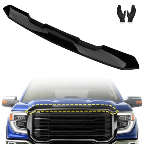 Gloss Black Front Upper Grille Trim Compatible with GMC Sierra 1500 (2023-2025) | ABS Plastic Replacement Grille Cover | Easy Snap-On Installation | Exterior Styling Upgrade