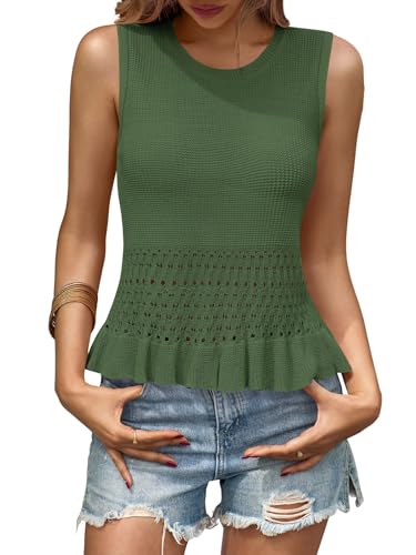 Image of Saodimallsu Womens Crochet Tank Top Sweater Vest