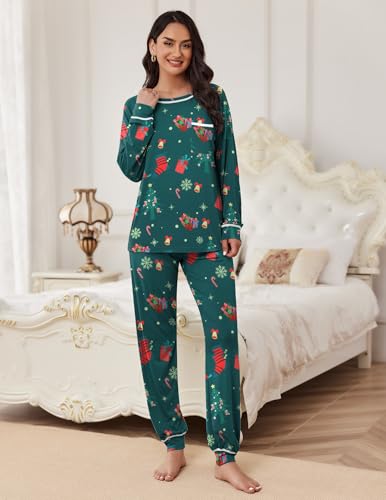 Image of Ekouaer Pajamas Set for Women Soft Comfy Pjs Sets Long Sleeve Sleepwear Loungewear S-XXL