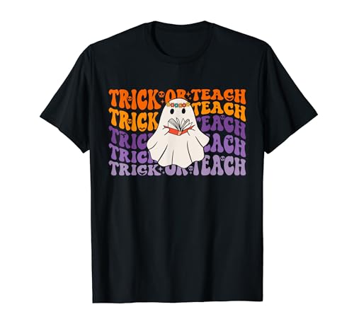 Chemise Trick or Teach, Rétro Vintage Groovy Ghost Halloween T-Shirt