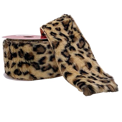 3.5" Faux Fur Leopard Wired Ribbon By Celebrate It Christmas #TOP1