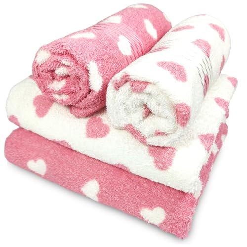 Jogo de Banho Dohler Prisma 100% Algodão 4 Peças - Toalhas Estampadas Coração Bolinha Poá Toalha Macia Grossa Presente Kit (Rosa)