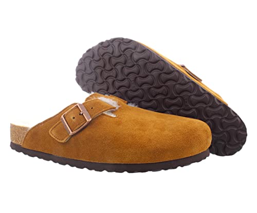 Image of Birkenstock Boston VL Shearling Unisex Shoes Size 11, Color: Mink-Brown