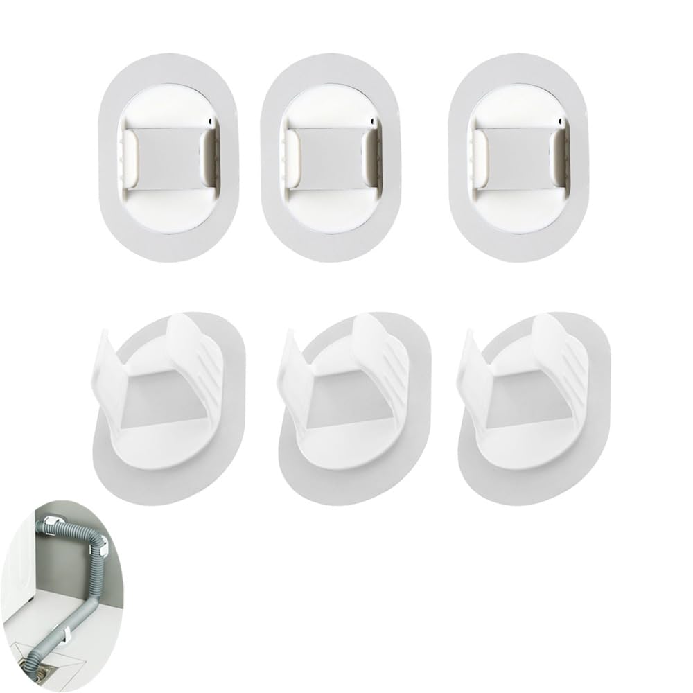 NentMent 6 Pack Washing Machine Drain Hose Holder Guide Wall Mount Self-adhesive Fixing Clip Sticker Clamp Bracket for Clothes Washer Water Sink Pipe