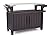 Keter Unity XL Outdoor Kitchen Island Rolling Cart Bar Table & Storage Cabinet, Grill Station with Utensil Hooks for Grilling Accessories, Brown
