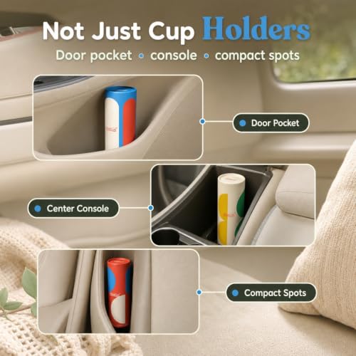 Image of Car Tissue Holder with 4 Facial Tissue Canisters | Car Organization - Car Interior Accessories - Cup Holder Tissue Cylinder - Replacement for Kleenex Tubes - Total 240 Tissues