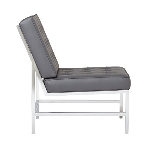 Ashlar Modern Accent Chair in Blended Leather, Chrome/Gray by SD STUDIO DESIGNS - Image 4