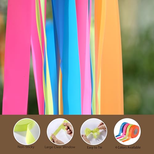 OLULU 4PCS Flagging Tape, Plastic Surveyors Tape, Non-Adhesive Marking Ribbon for Tree Marking, Trail Markers, Construction, Surveying (4 Colors, 0.78\'\' x 200\')