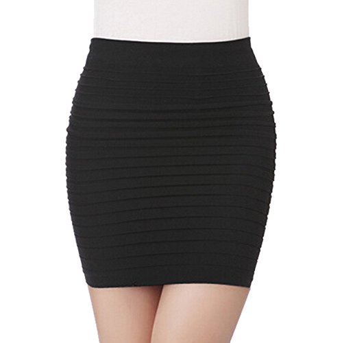 GTKC Donna Pieghe Elasticizzato Aderente Mini Gonna a Matita Ufficio Gonne Black