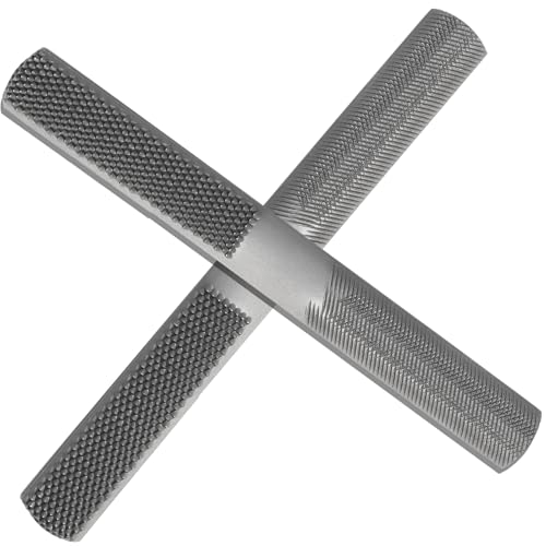 Moicstiy 8 Inch Wood Rasp File - 4 Way Hand File and Round Rasp with Half Round, Flat & Needle Files for Sharpening Wood, Metal, and Plastic Tools (2Pcs)