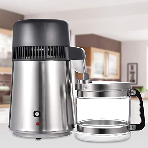Peitten Water Distiller Machine, 750W Water Purifier Filter with Glass Container, Upgraded 304 Stainless Steel Pure Water Distilling Maker for Home Countertop, BPA Free, 1.1 Gal/4L (Black)