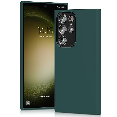 YATWIN Silicone Case for Samsung Galaxy S23 Ultra 5G, Soft-Touch, Shockproof, DustProof, Antiskid Full Body Armour Phone Cover for Samsung Galaxy S23 Ultra 5G - Dark Green
