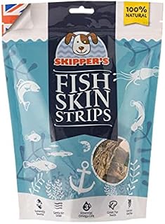SKIPPER'S 100% Fish Skin Strips Dog Treats 250g - Natural Dog Chews, Omega 3, Healthy Training Treats