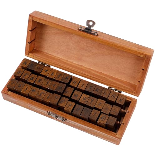 Artibetter 木製スクラップブッキングスタンプ 英字アルファベットクラフト用 小型ジャーナル用 木製印章 木箱入り