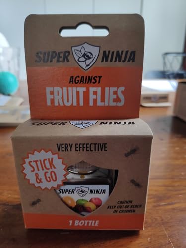 Super Ninja Fruit Fly Traps for Indoors - 1 Pack, Highly Effective Fruit Fly Catcher for Indoor Use for Home & Kitchen, Up to 3 Weeks of Performance per Bottle, Kid & Pet Friendly