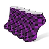 LITPUZC Women's Fashion Ankle Socks Funny Running Low Cut Socks Buffalo Plaid Proton Purple Tartan No Show Athletic Sock Soft Breathable Crew Sock 5 Pairs