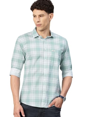 Image of Majestic Man Comfort Slim Fit Pure Cotton Checked Casual Shirt